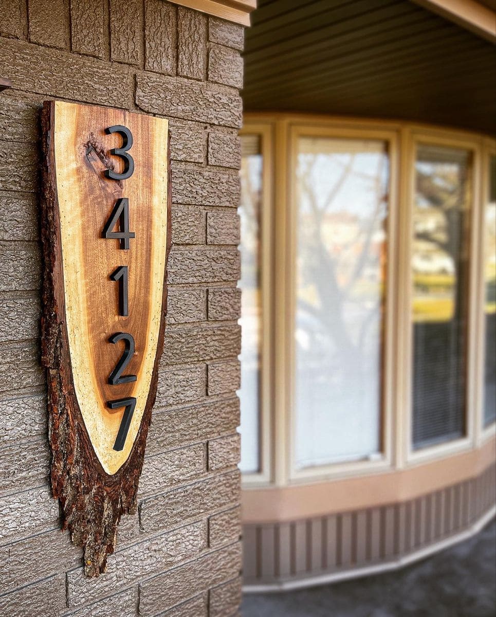 Rustic Live-Edge Address Plaque
