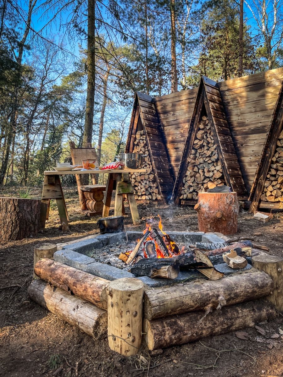 Rustic Log Cabin Fire Pit