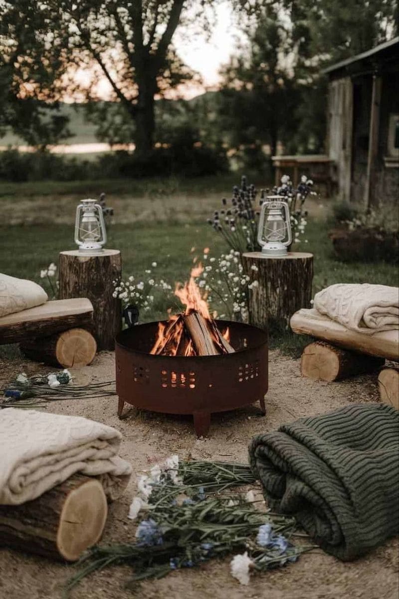 Rustic Metal Fire Pit Retreat