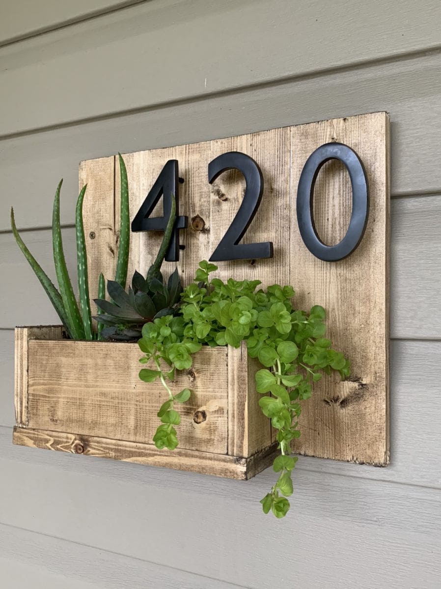 Rustic Planter Number Board