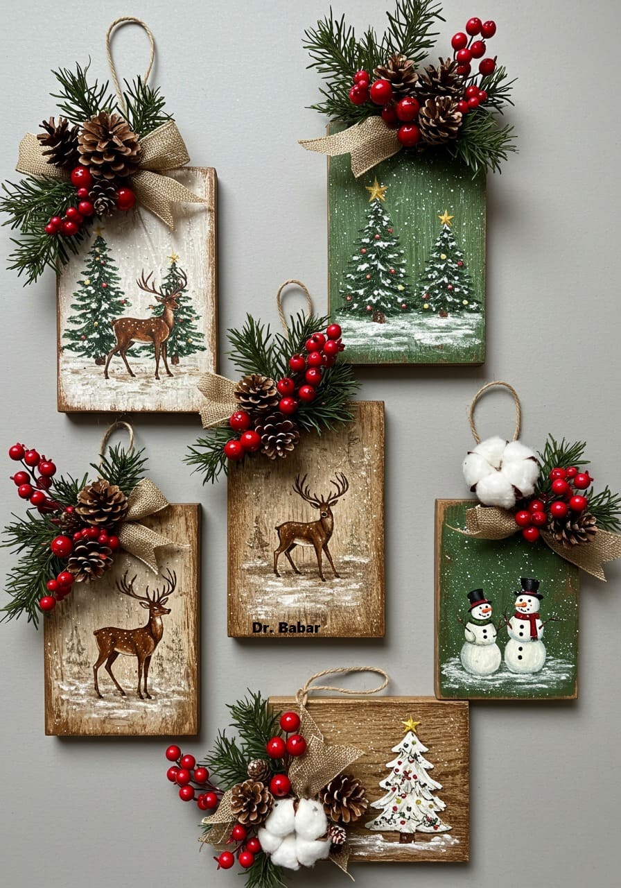 Rustic Woodland Christmas Paintings