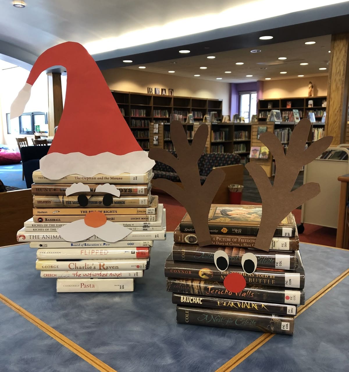 Santa and Reindeer Book Stack Duo