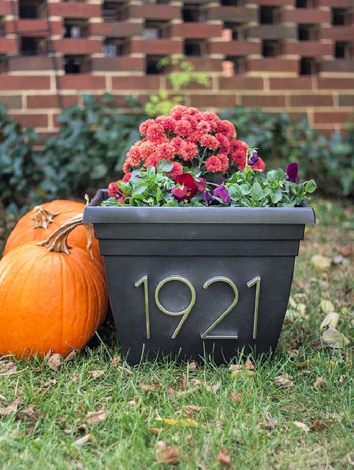 Seasonal Planter House Number Display