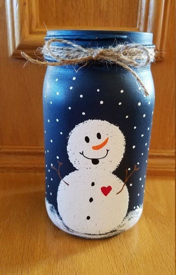 Snowman Mason Jar Painting