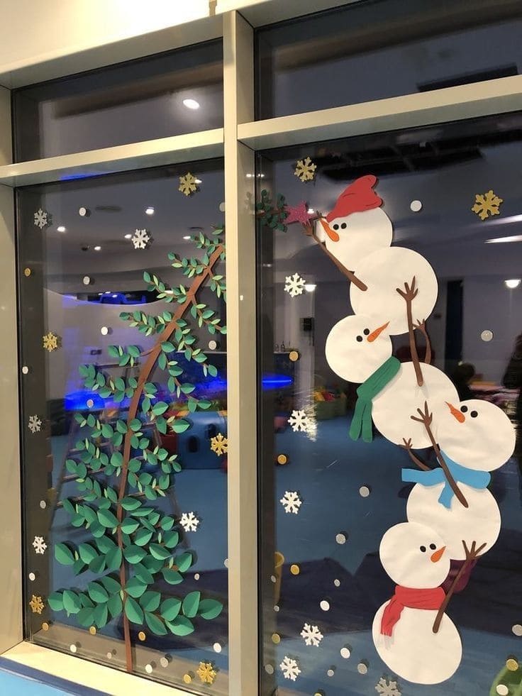 Stacked Snowman Window Craft
