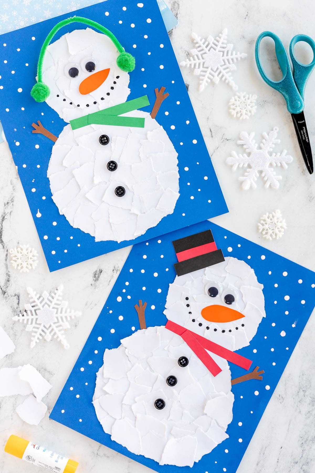 Torn Paper Snowman Art