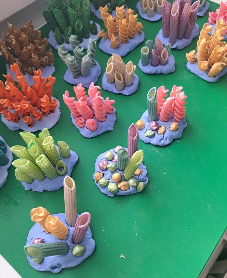 20 Fun and Easy Pasta Crafts for Kids and Adults Alike Underwater Pasta Coral Reef Craft