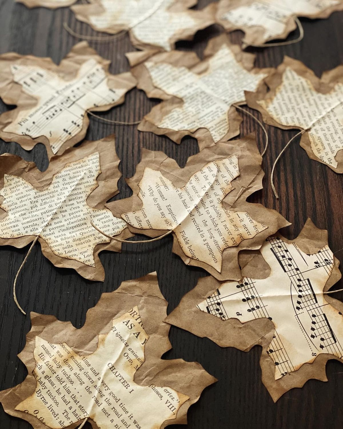 Vintage Brown Paper Leaf Garland