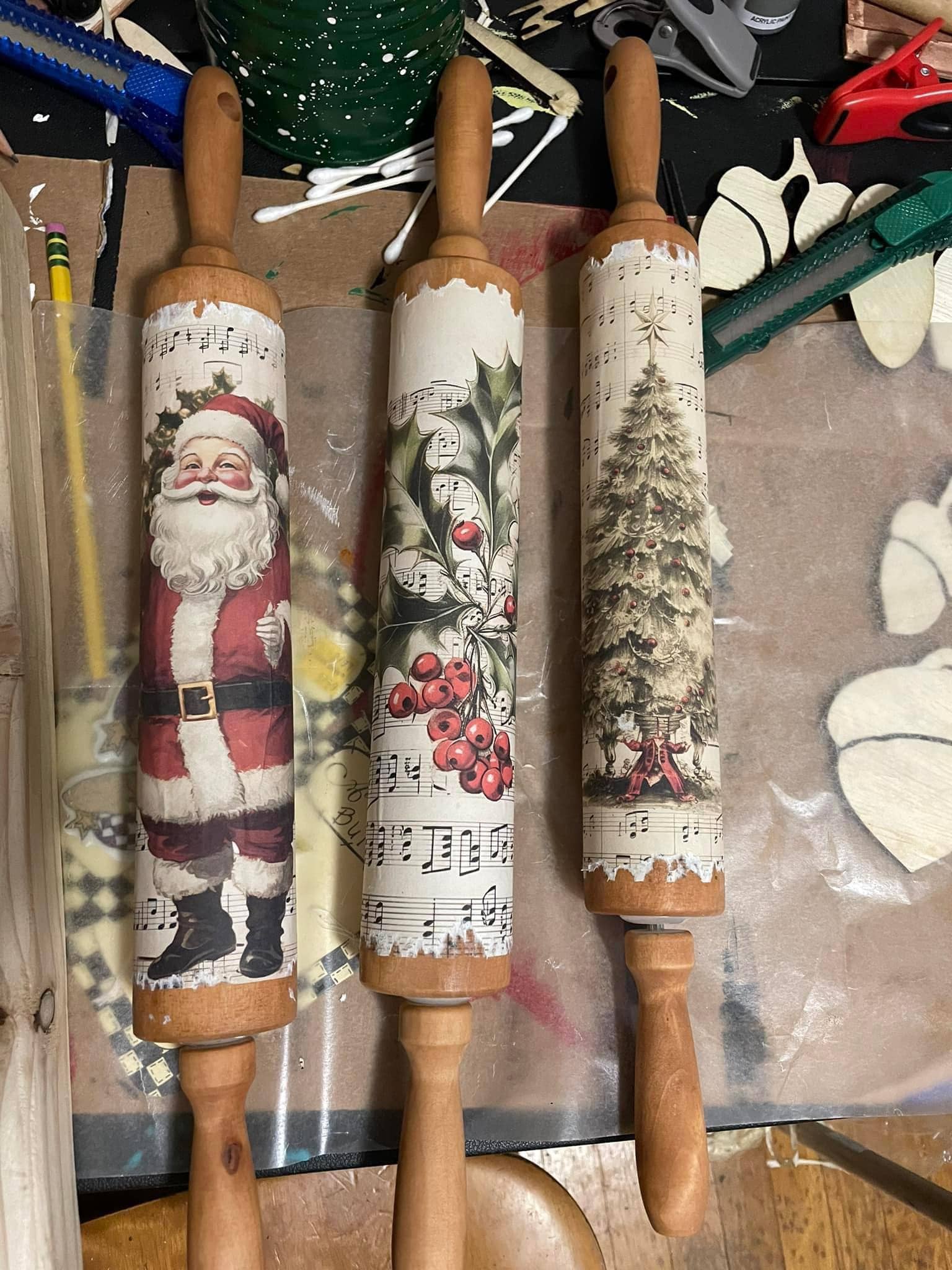 20 Beautiful Music Sheet Crafts to Add Harmony to Your Home Vintage Christmas Music Sheet Rolling Pins