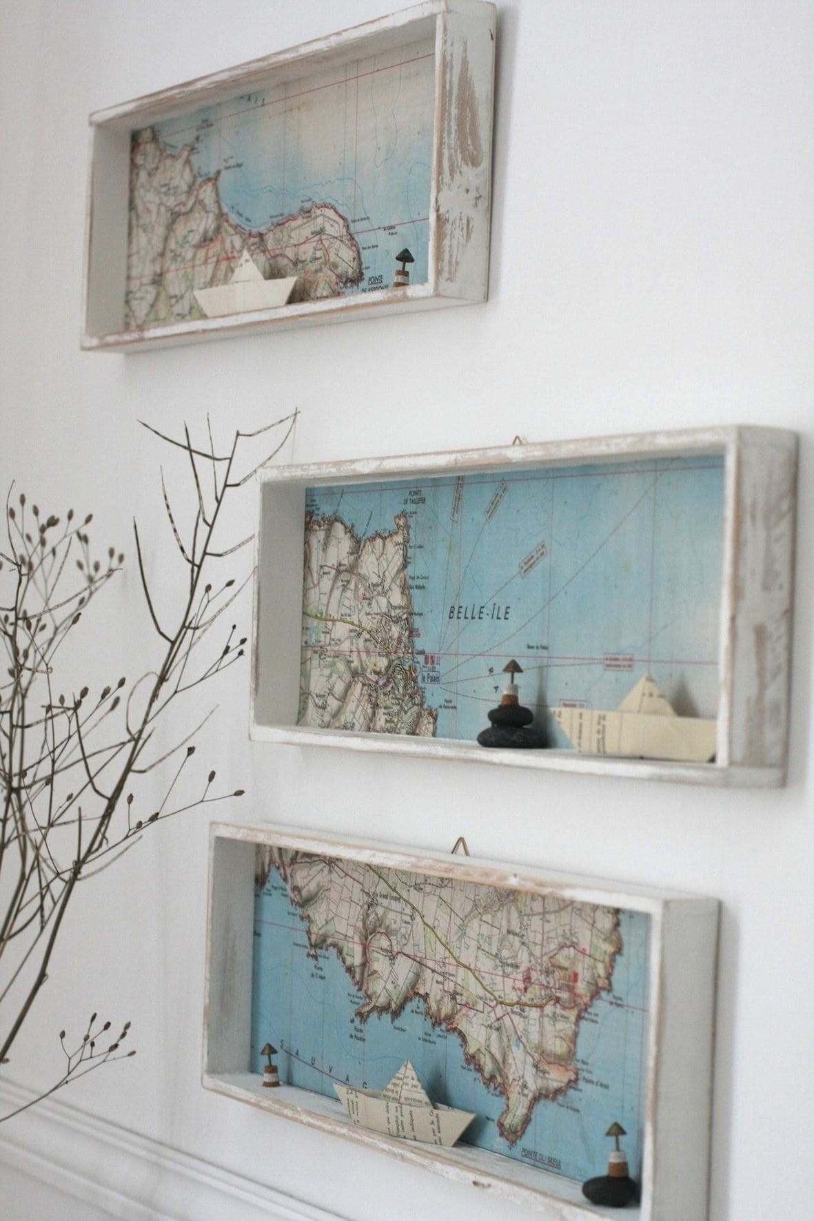 20 Unique Shadow Box Crafts to Showcase Your Treasured Keepsakes Vintage Map Voyage Shadow Box
