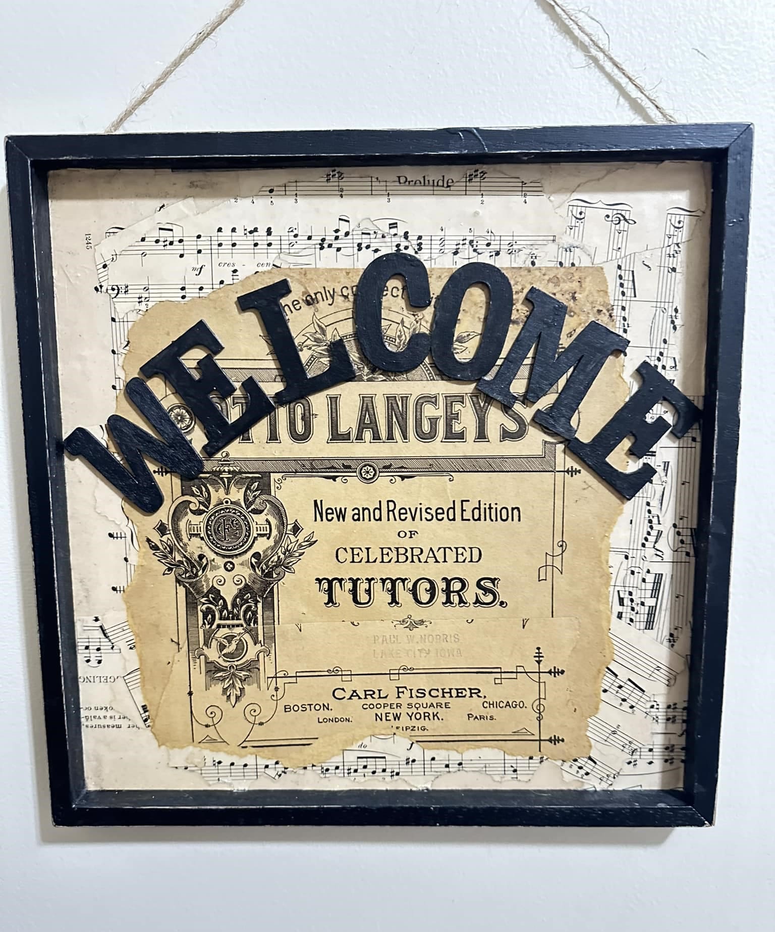 20 Beautiful Music Sheet Crafts to Add Harmony to Your Home Vintage Music Sheet Welcome Wall Frame