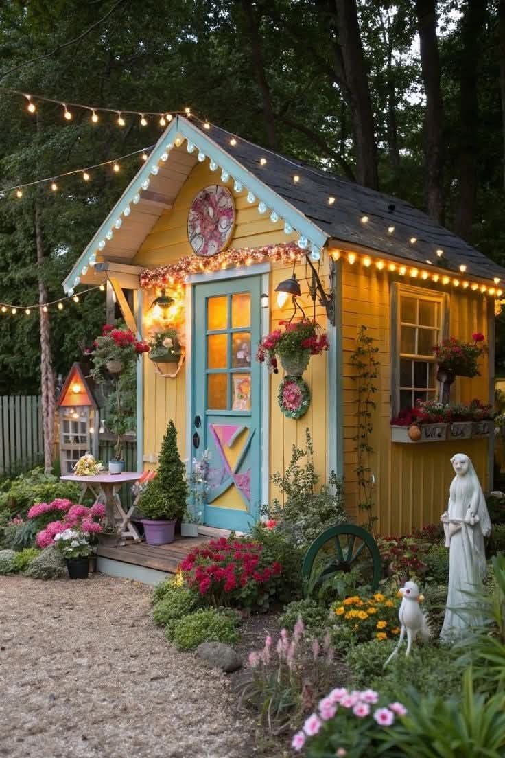 25 Stunning Garden Shed Ideas to Elevate Your Backyard Space Whimsical Garden Shed Oasis