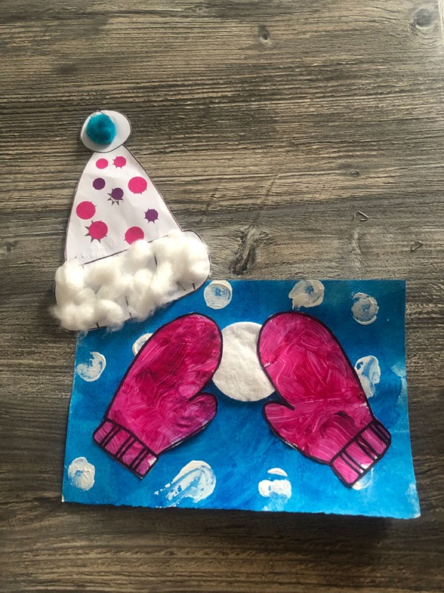 Winter Mittens and Hat Cotton Pad Craft
