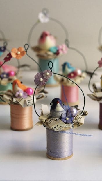 20 Creative Wooden Spool Craft Ideas to Brighten Your Home Bird Nest Ornaments with Wooden Spools