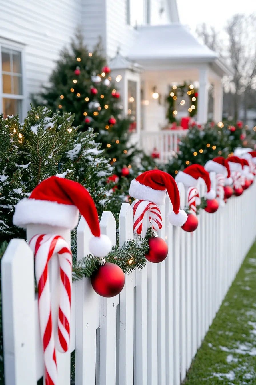 Candy Cane Santa Fence