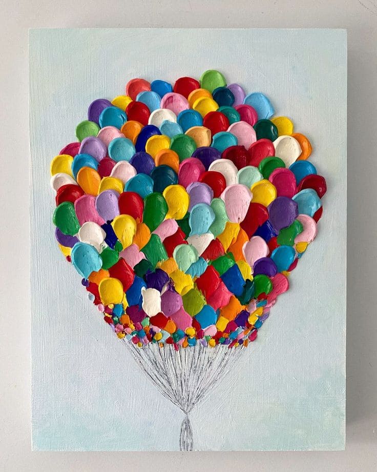 17 Textured Art Painting Ideas to Inspire Your Creativity Colorful Balloon Fantasy