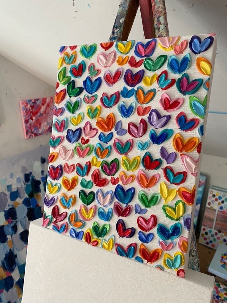 17 Textured Art Painting Ideas to Inspire Your Creativity Colorful Heart Blooms
