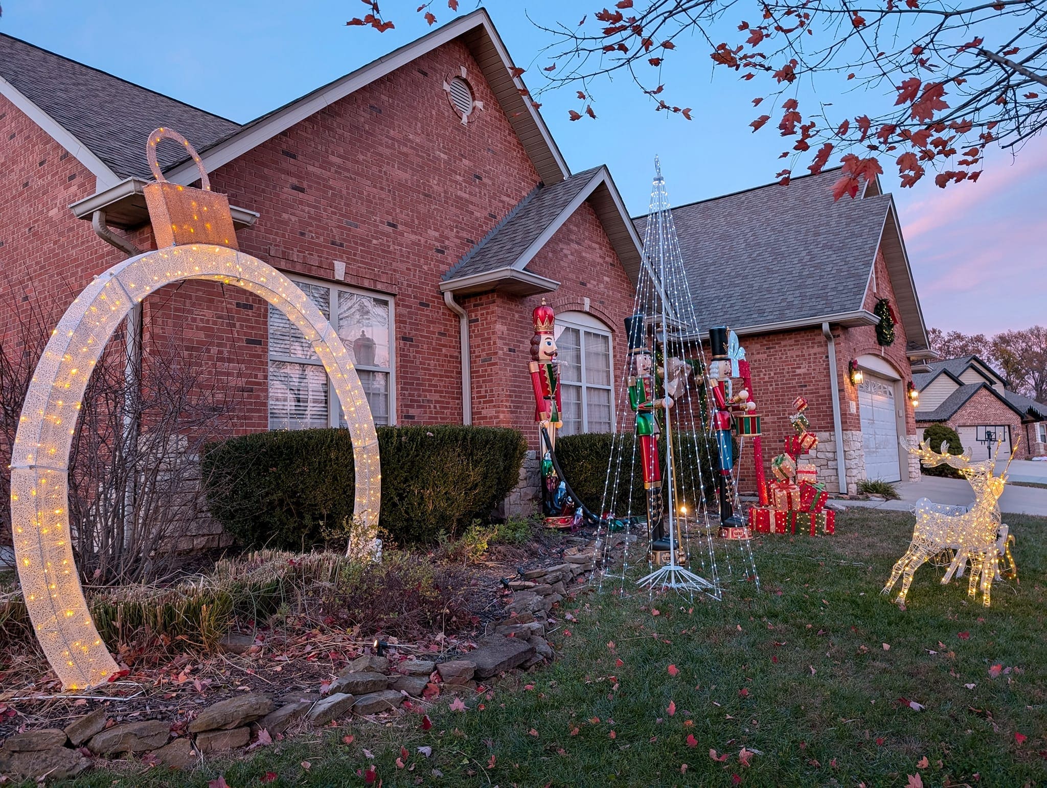 20+ Christmas Driveway Ideas for a Magical Holiday Arrival Giant Nutcracker Guarded Entrance