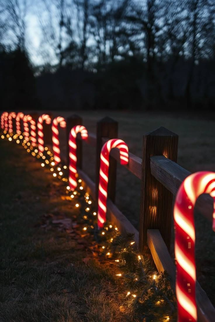 Glowing Candy Cane Pathway