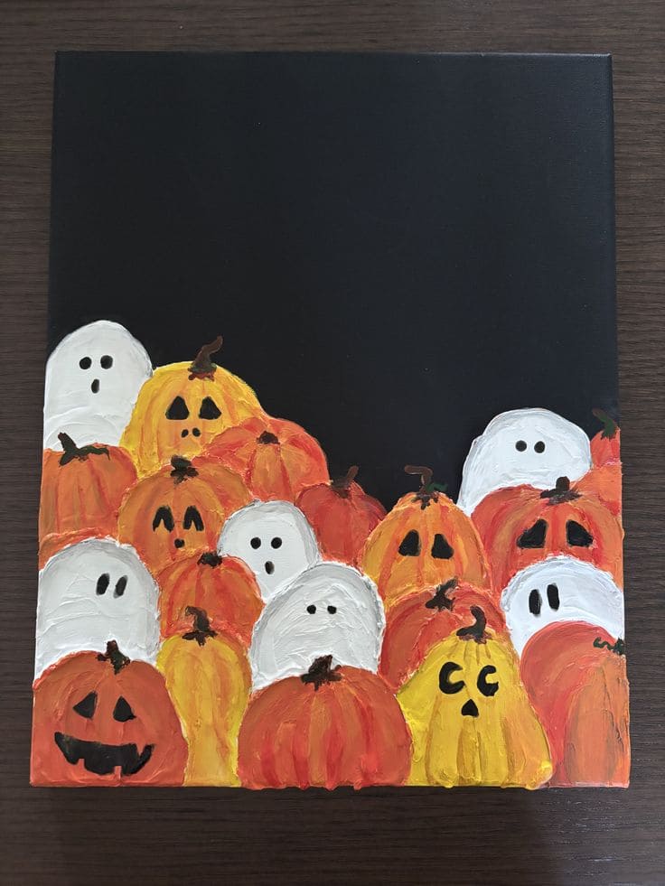 17 Textured Art Painting Ideas to Inspire Your Creativity Halloween Pumpkins and Ghosts