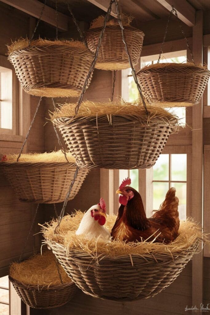 Hanging Straw Basket Nesting Boxes