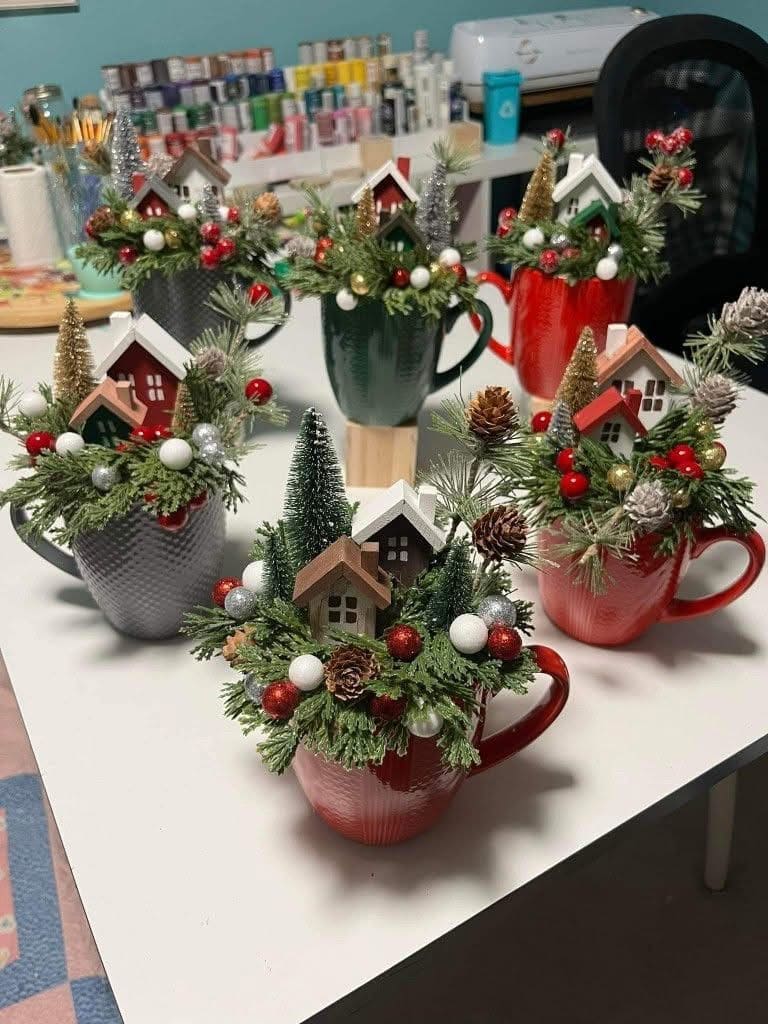 Mini Village Christmas Mugs