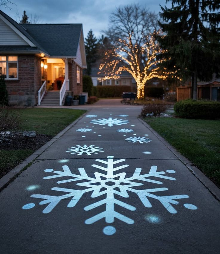 20+ Christmas Driveway Ideas for a Magical Holiday Arrival Painted Snowflake Driveway
