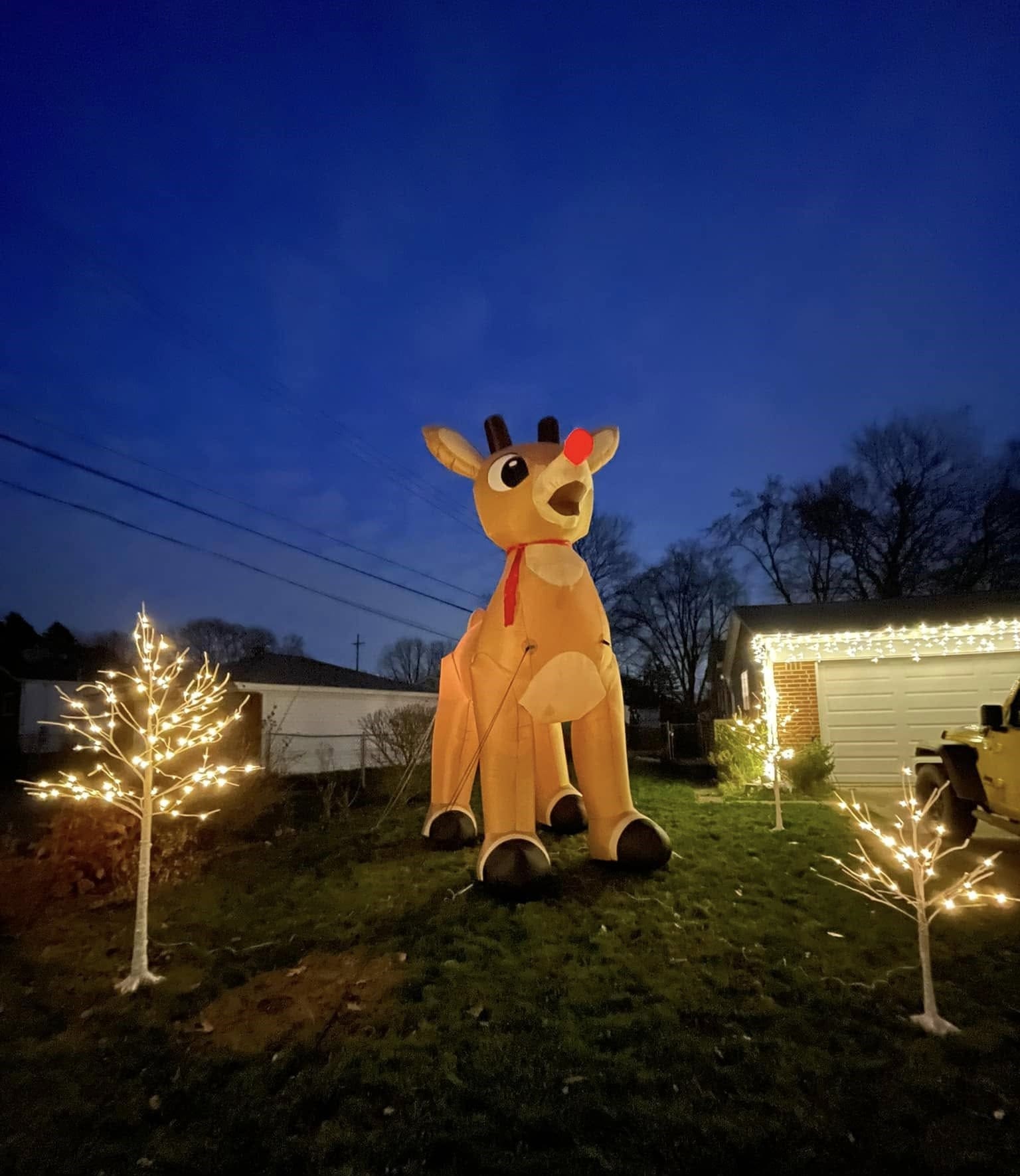 20+ Christmas Driveway Ideas for a Magical Holiday Arrival Rudolph Towering Lawn Greeting