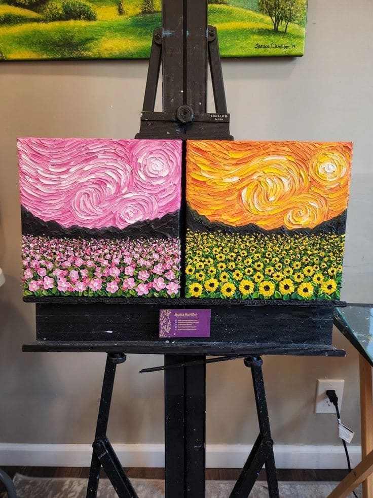 17 Textured Art Painting Ideas to Inspire Your Creativity Sunset Blooming Garden