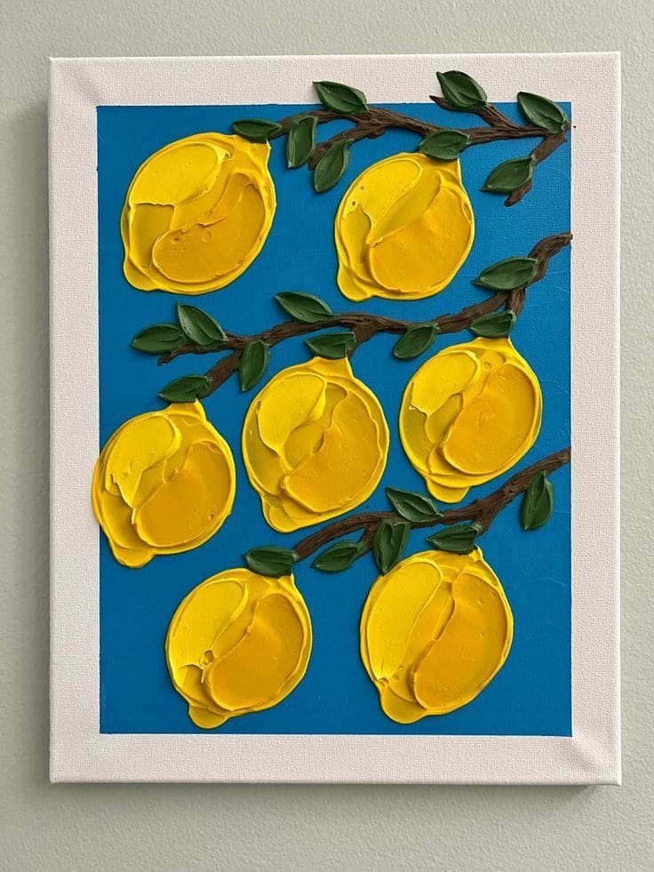 17 Textured Art Painting Ideas to Inspire Your Creativity Textured Lemon Branch