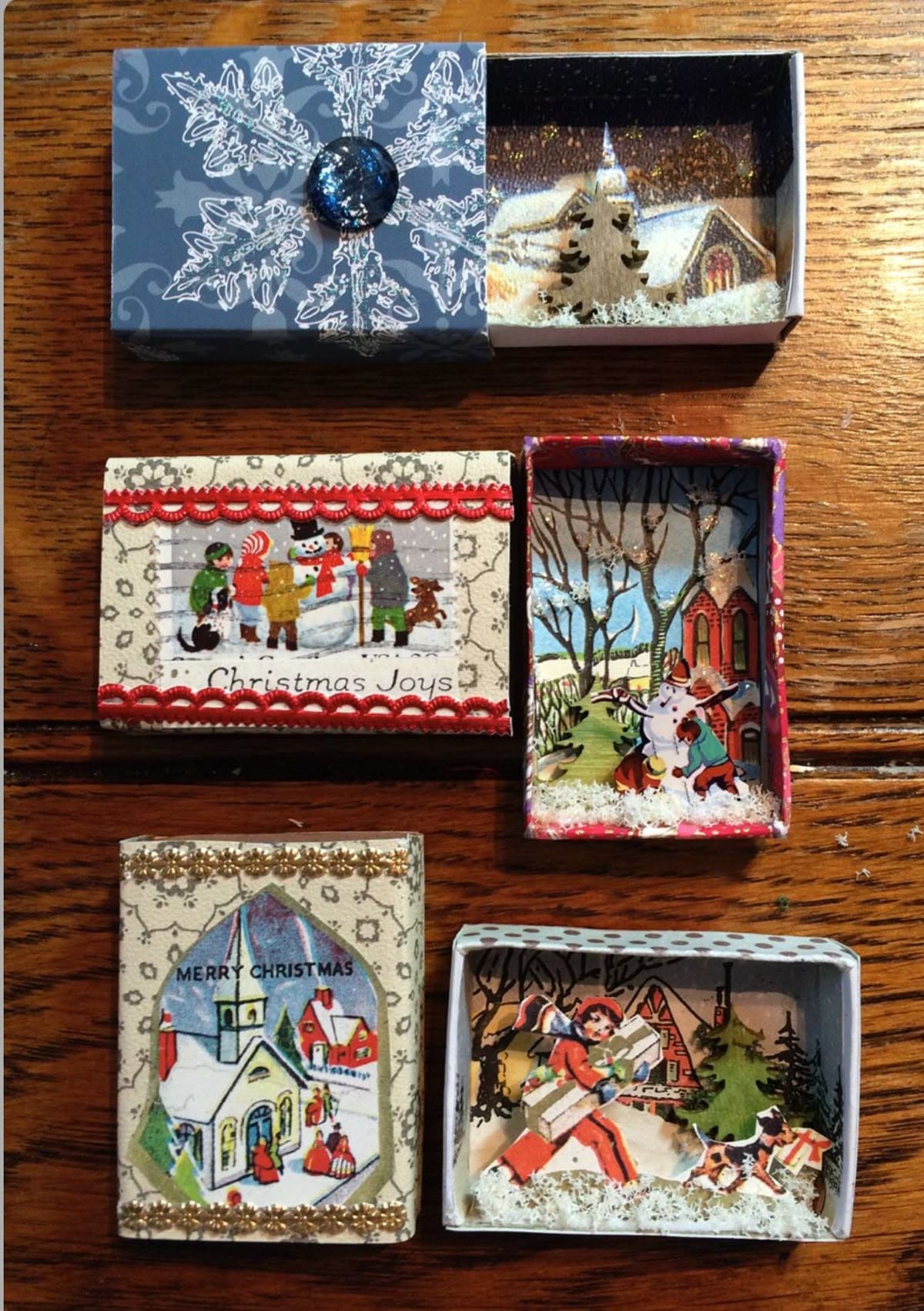 Vintage Matchbox Christmas Scenes