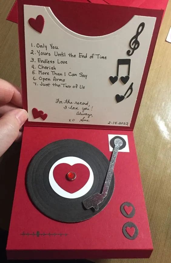 Vintage Record Player Love Card