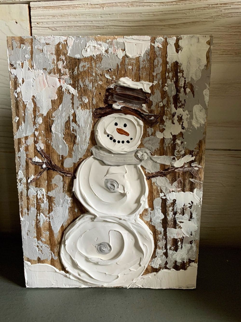 17 Textured Art Painting Ideas to Inspire Your Creativity Whimsical Snowman on Wood
