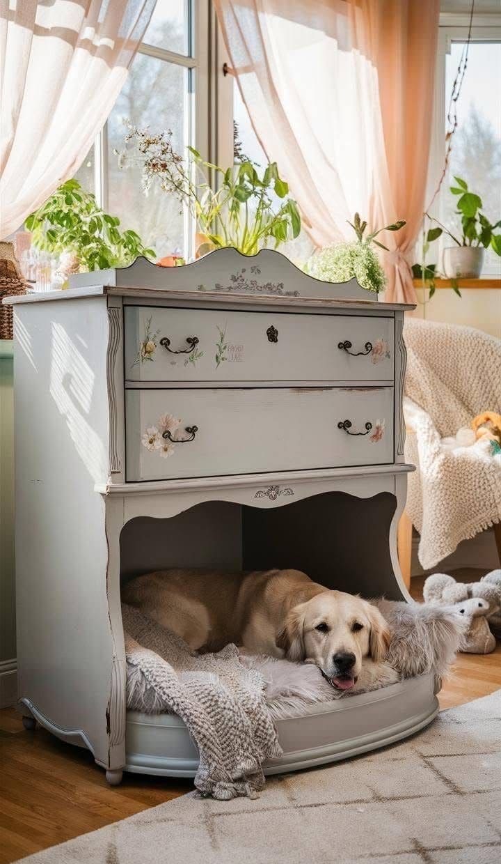 Antique Dresser Dog Nap Nook