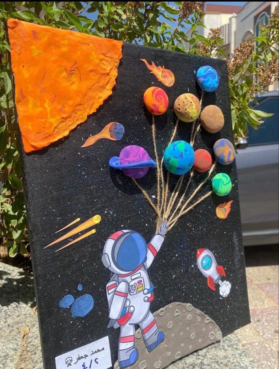 Astronaut Planet Balloon Canvas Art