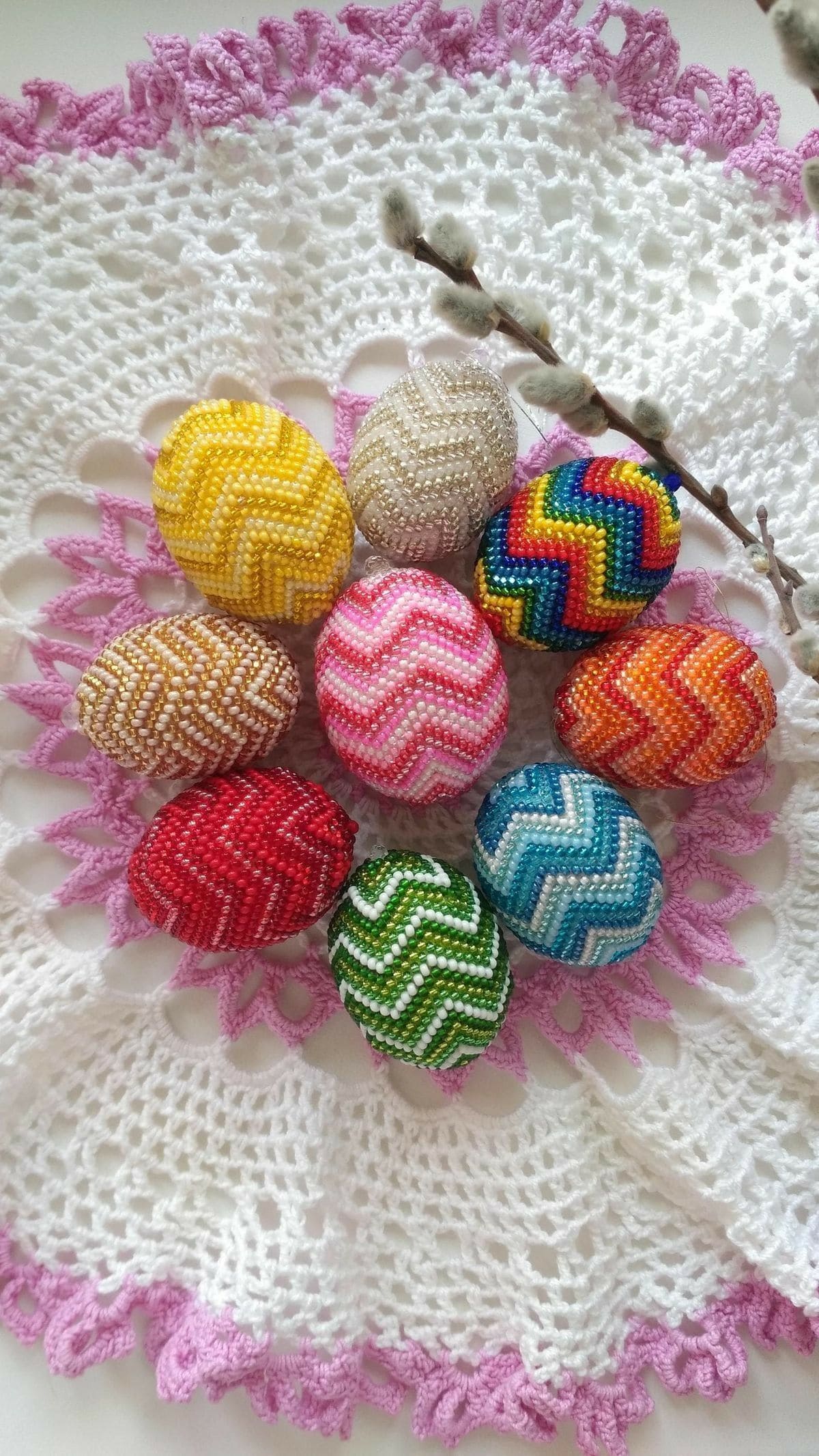 20 Easter Egg Decorating Ideas for a Joyful Easter Celebration Beaded Chevron Easter Egg Collection