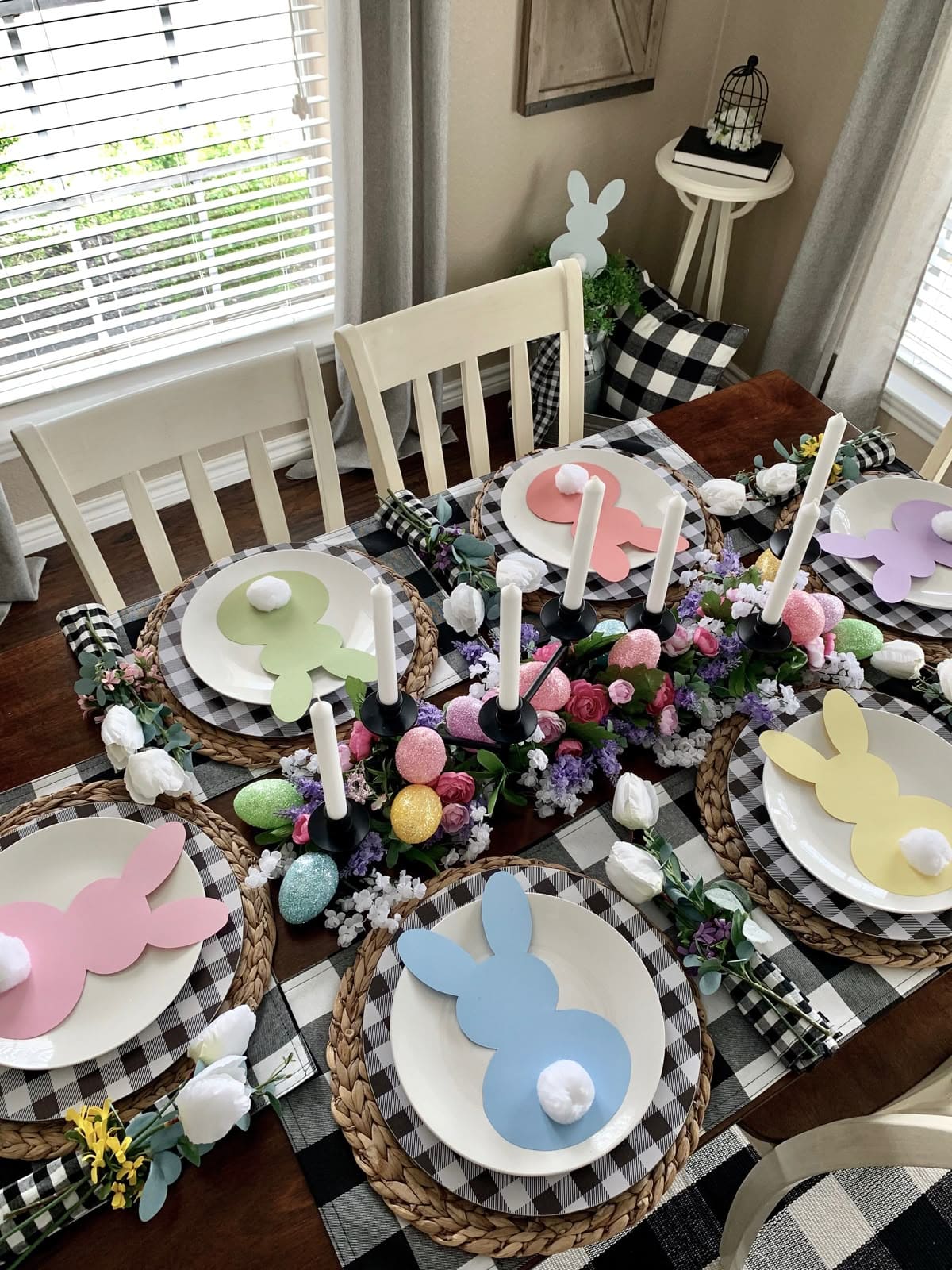 Buffalo Check Bunny Easter Table