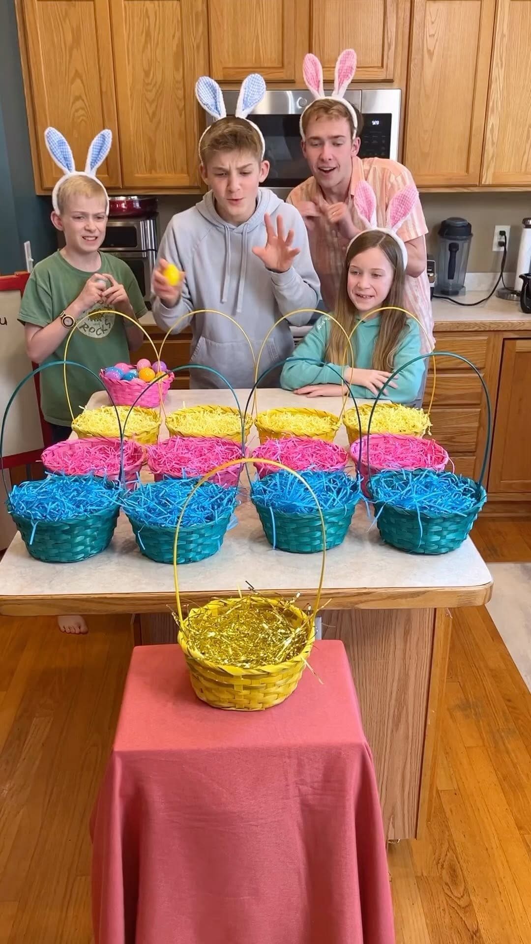 Bunny Basket Egg Toss Challenge