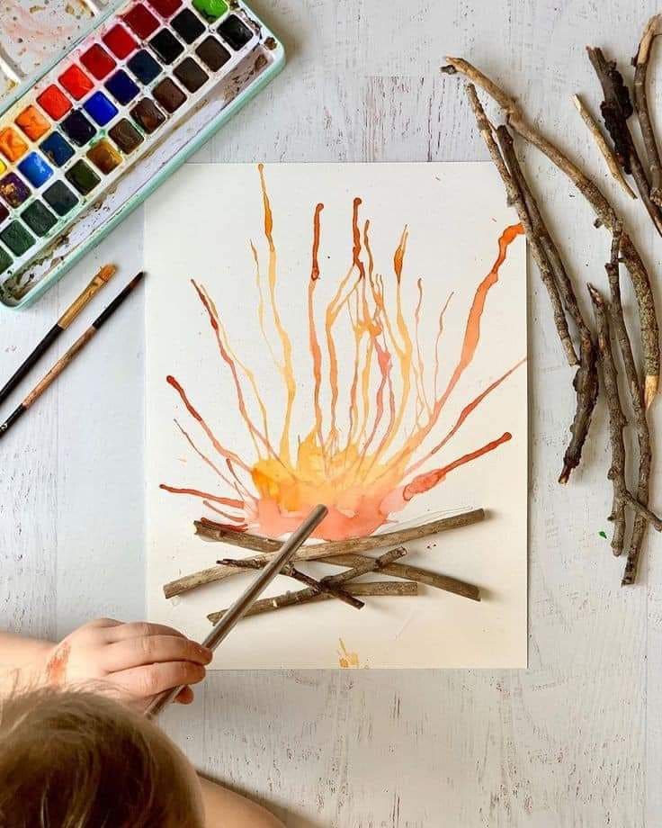 20 Simple DIY Printing Projects Made With Things You Already Have Campfire Stick Print Art