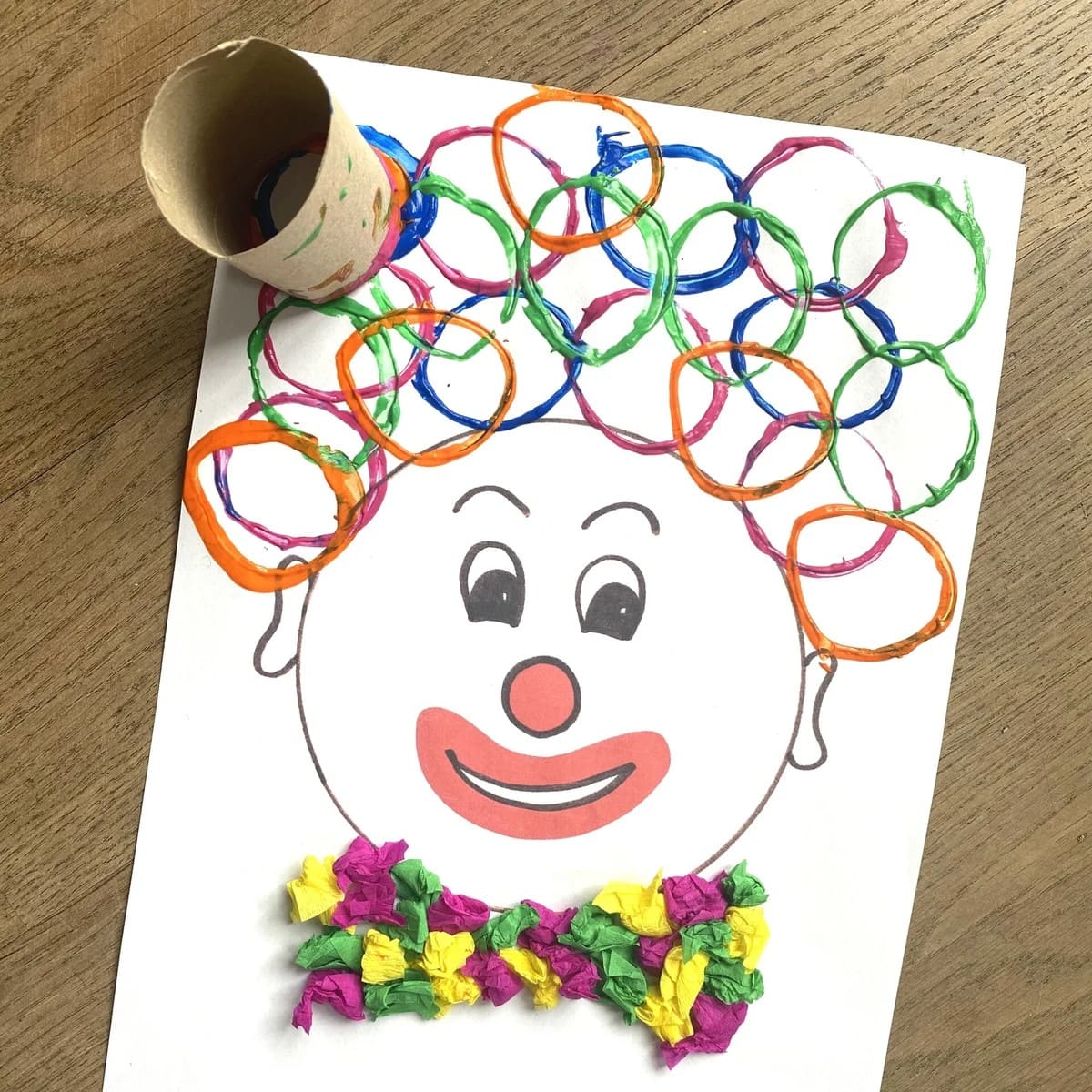 20 Simple DIY Printing Projects Made With Things You Already Have Cardboard Roll Clown Print
