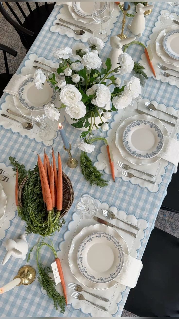 Classic Blue Gingham Easter Table