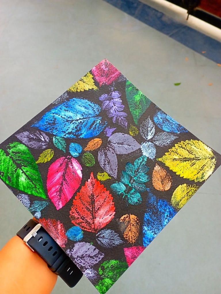20 Simple DIY Printing Projects Made With Things You Already Have Colorful Leaf Rubbing Print