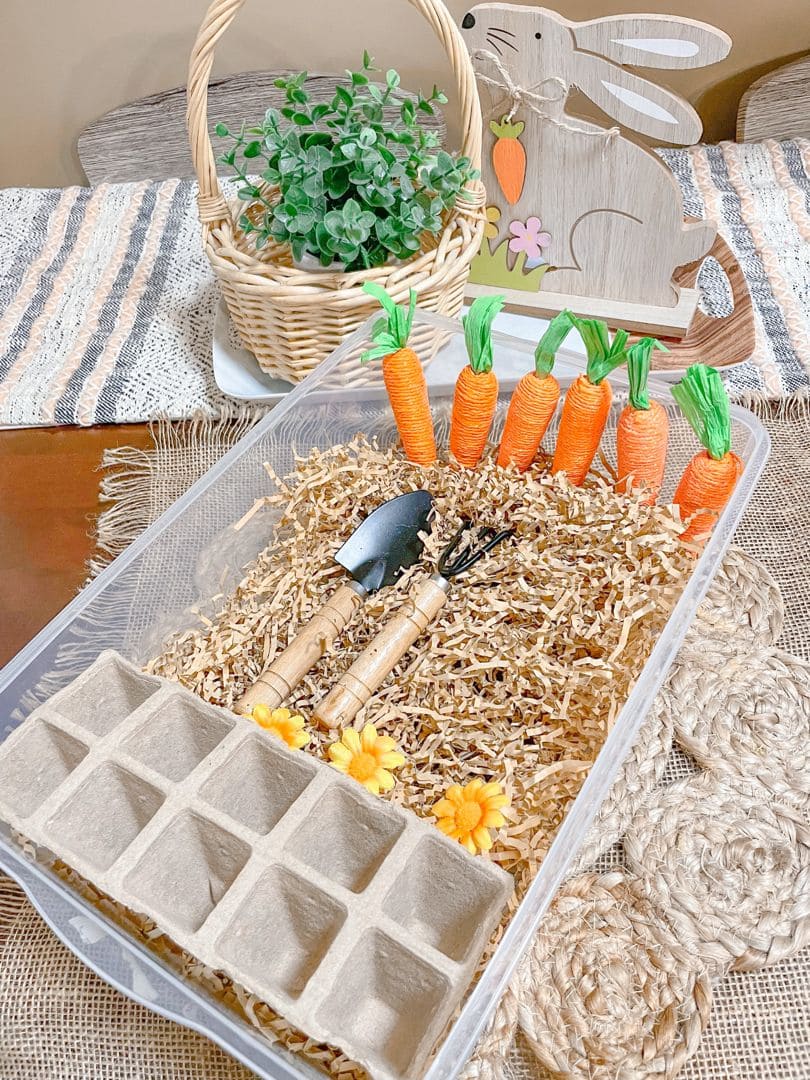 Easter Carrot Garden Sensory Bin