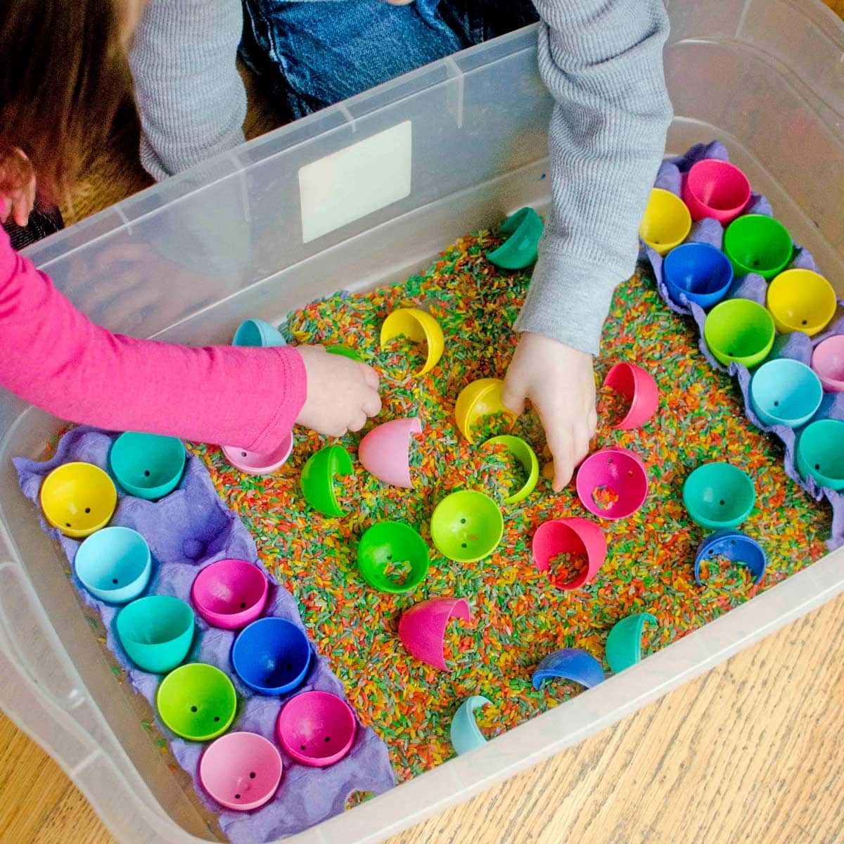 Easter Egg Sensory Sorting Bin