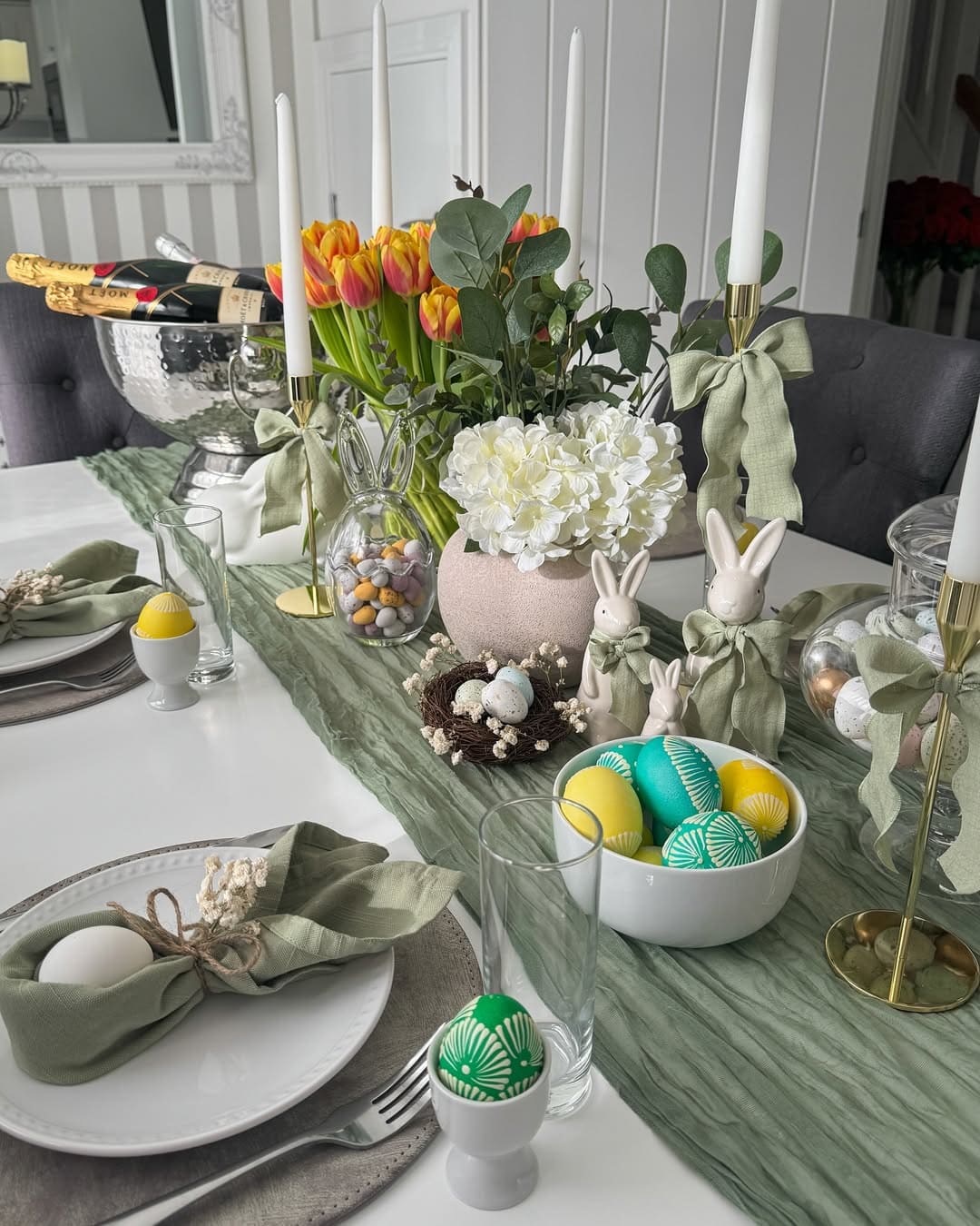 Elegant Green Spring Easter Table