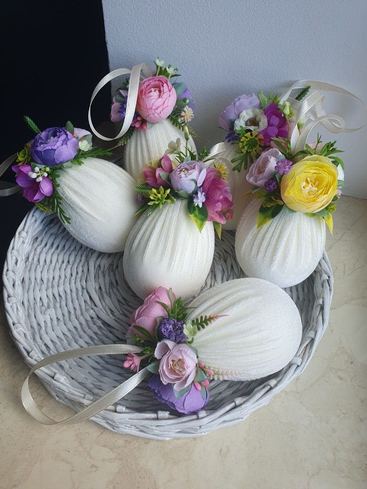 20 Easter Egg Decorating Ideas for a Joyful Easter Celebration Fabric-Wrapped Floral Easter Eggs