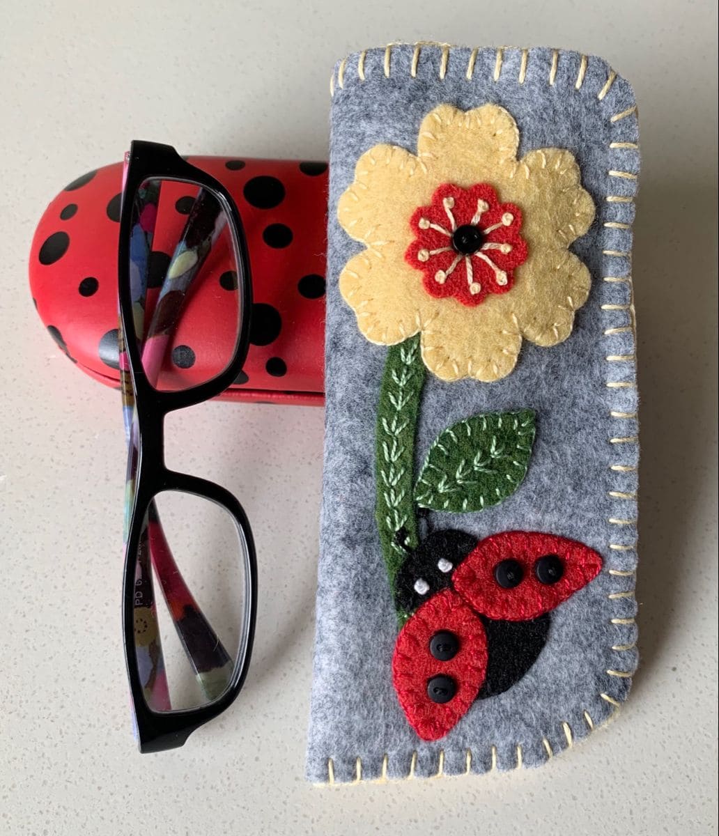 Felt Flower Ladybug Glasses Sleeve