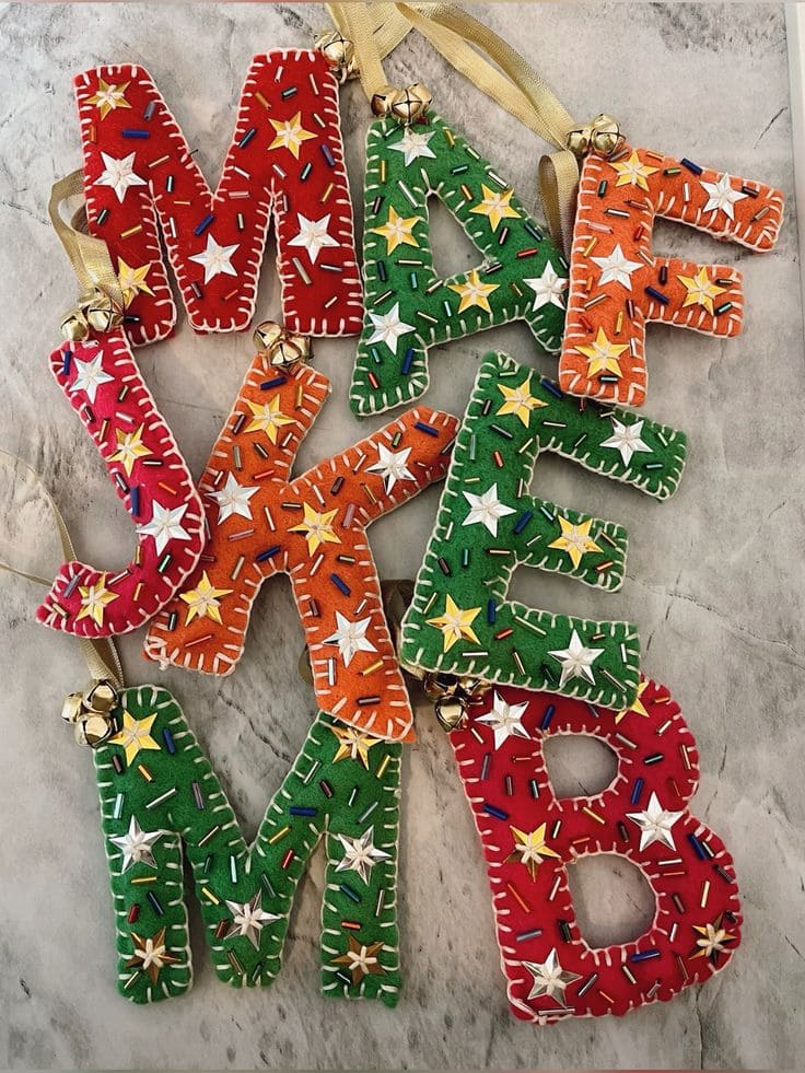 Festive Felt Letter Christmas Ornaments