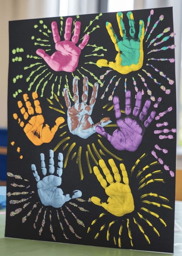 20 Simple DIY Printing Projects Made With Things You Already Have Firework Handprint Art