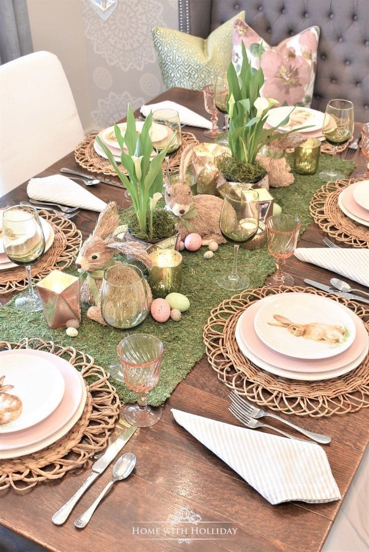 Mossy Woodland Bunny Easter Table